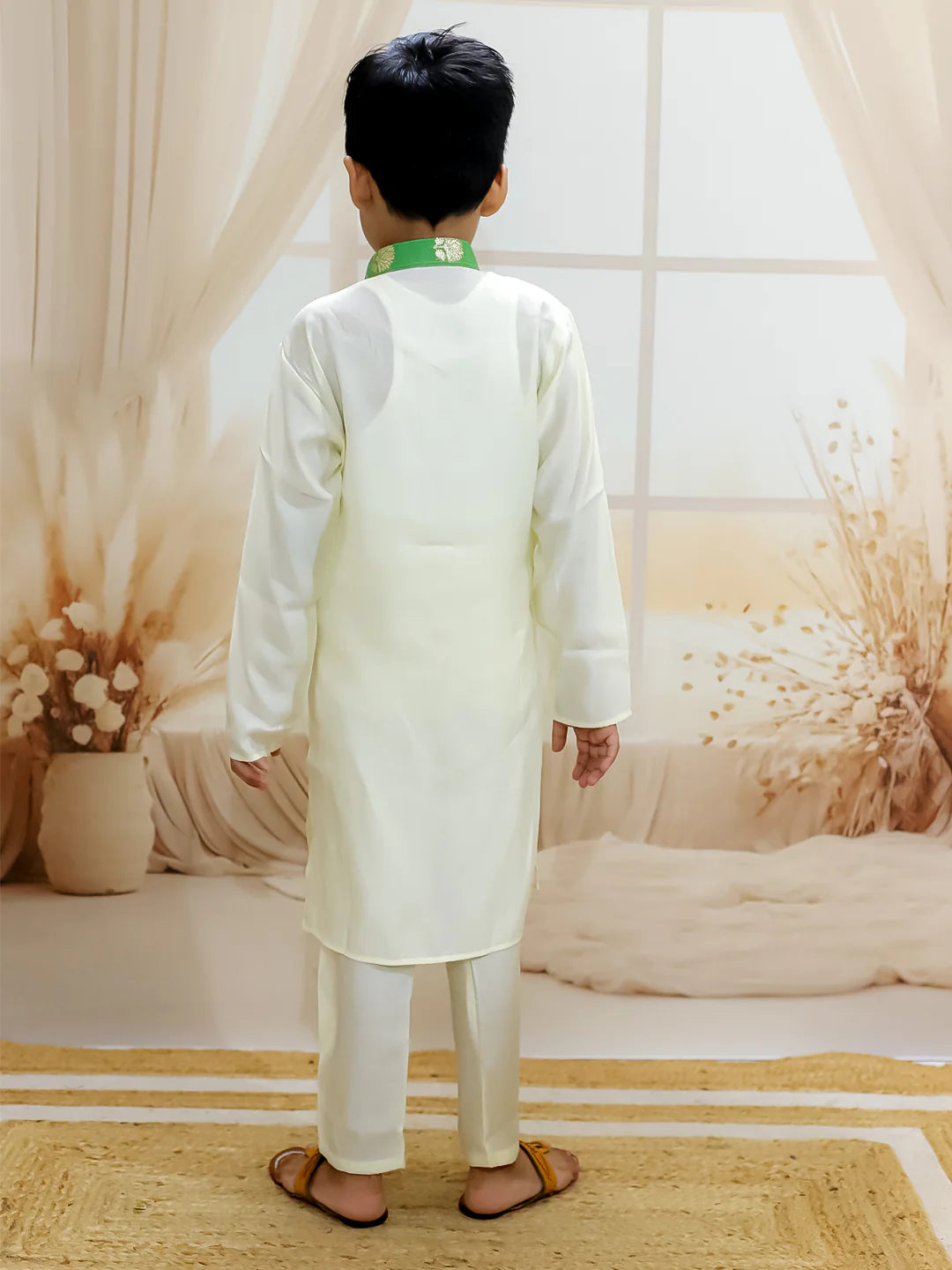 BownBee Pure Chanderi Attached Jacket Kurta Pajama for Boys