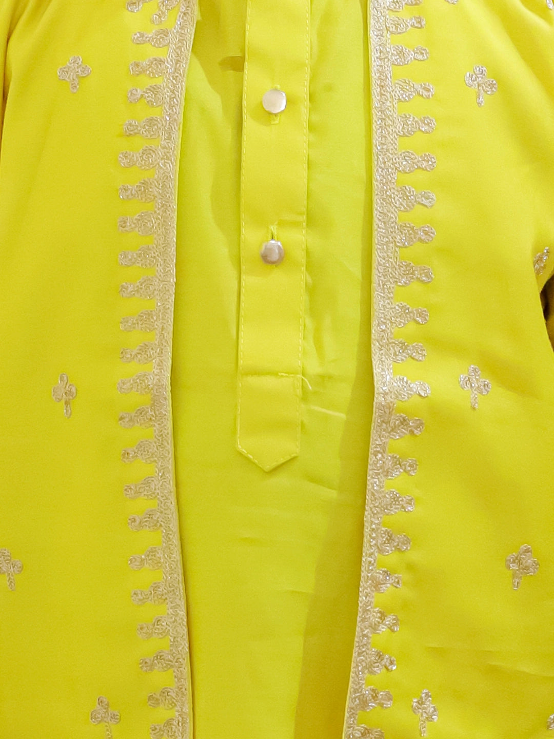 BownBee Pure Chanderi Embroidered Attached Jacket Kurta Pajama for Boys