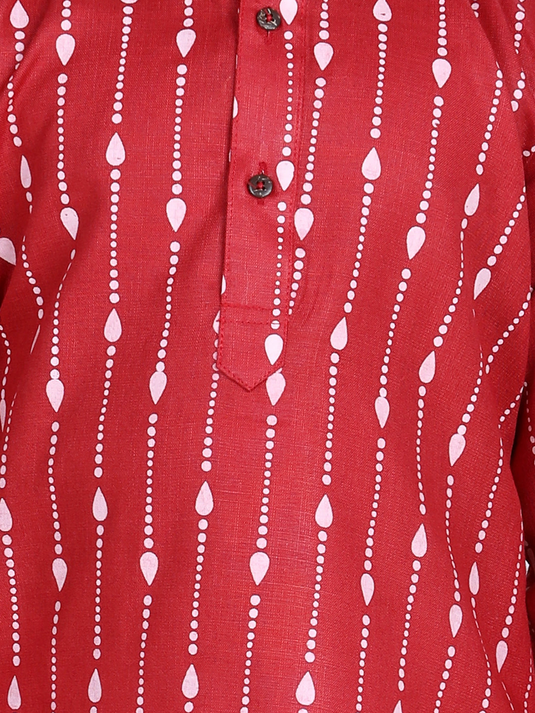 BownBee Printed Full Sleeve Cotton Kurta Pajama for Boys- Red