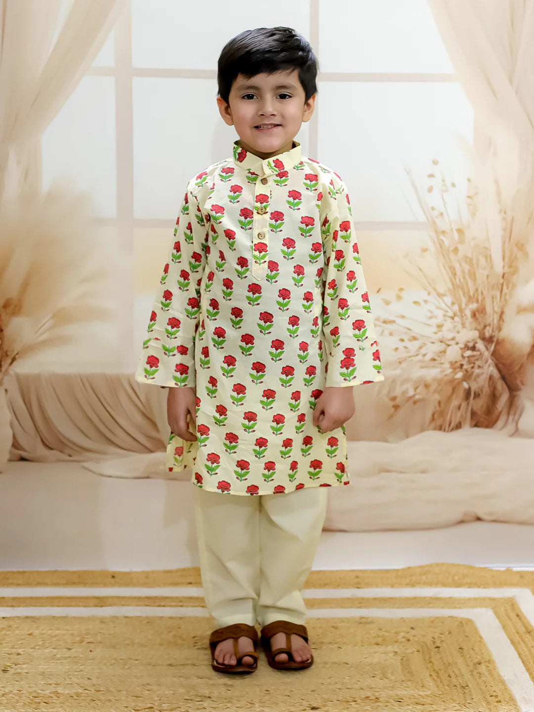 BownBee Pure Cotton Kurta Pajama with Jacket for Boys