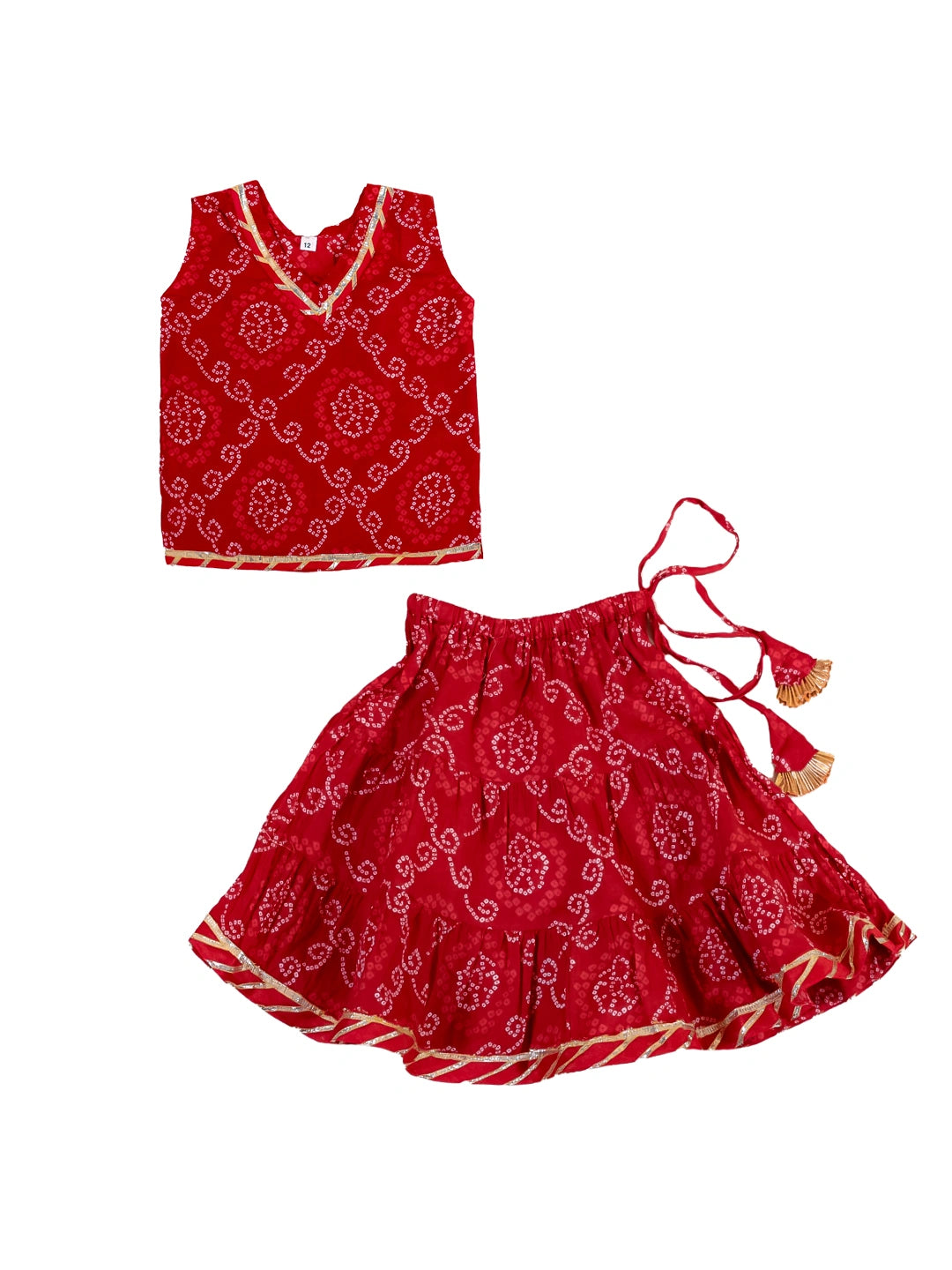 BownBee Pure Cotton Printed Skirt Top Set for Girls
