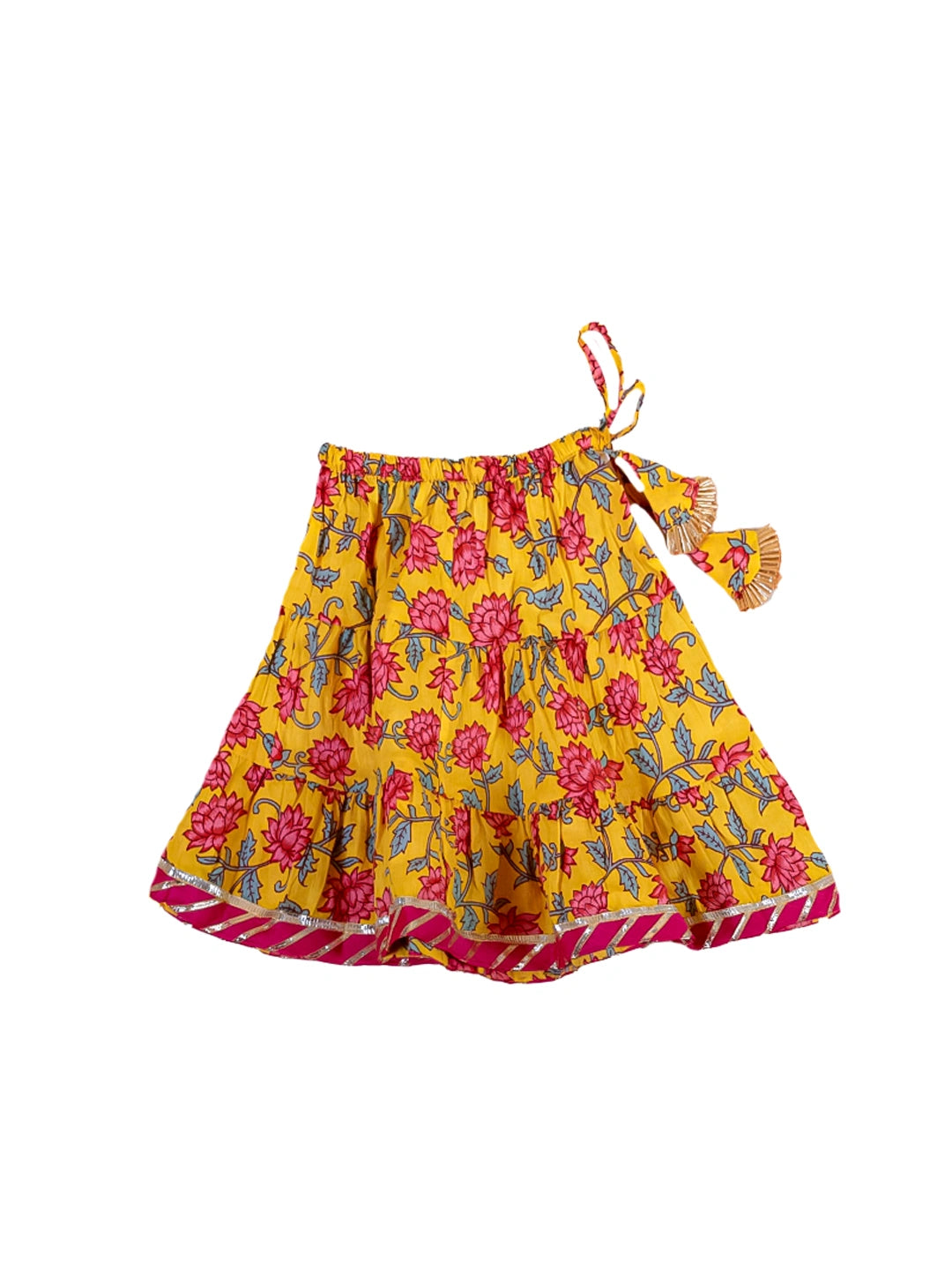 BownBee Pure Cotton Printed Skirt Top Set for Girls