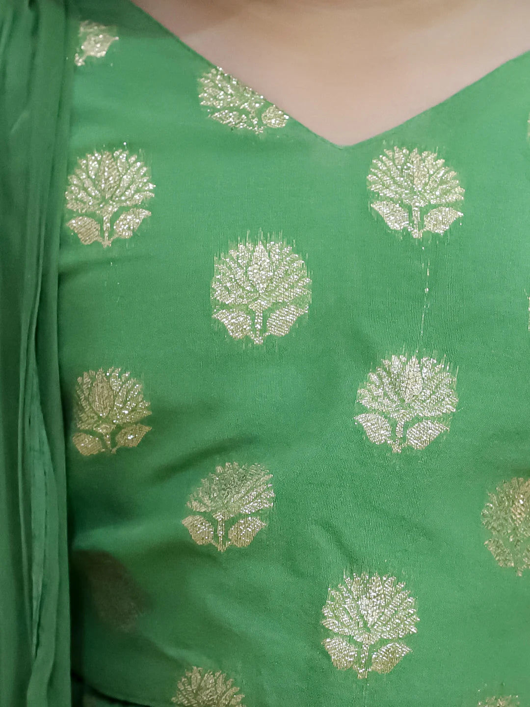 BownBee Pure Chanderi Choli with Lehenga & Dupatta for Girls