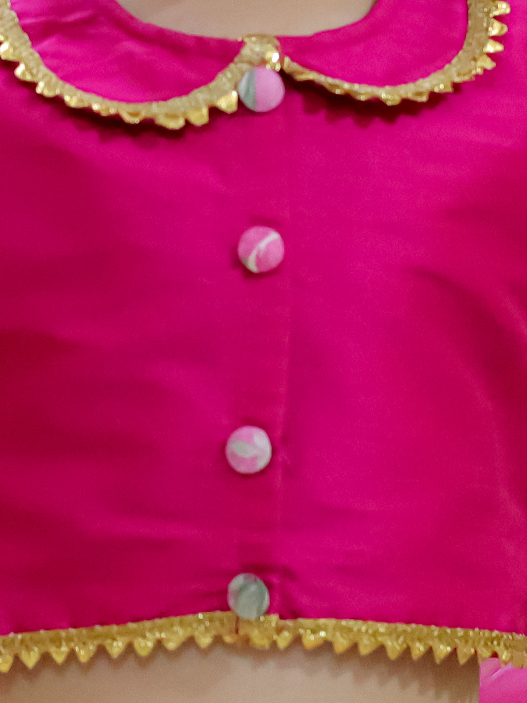 BownBee Ruffle Sleeve Collar Choli With Floral Lehenga And Dupatta - Pink