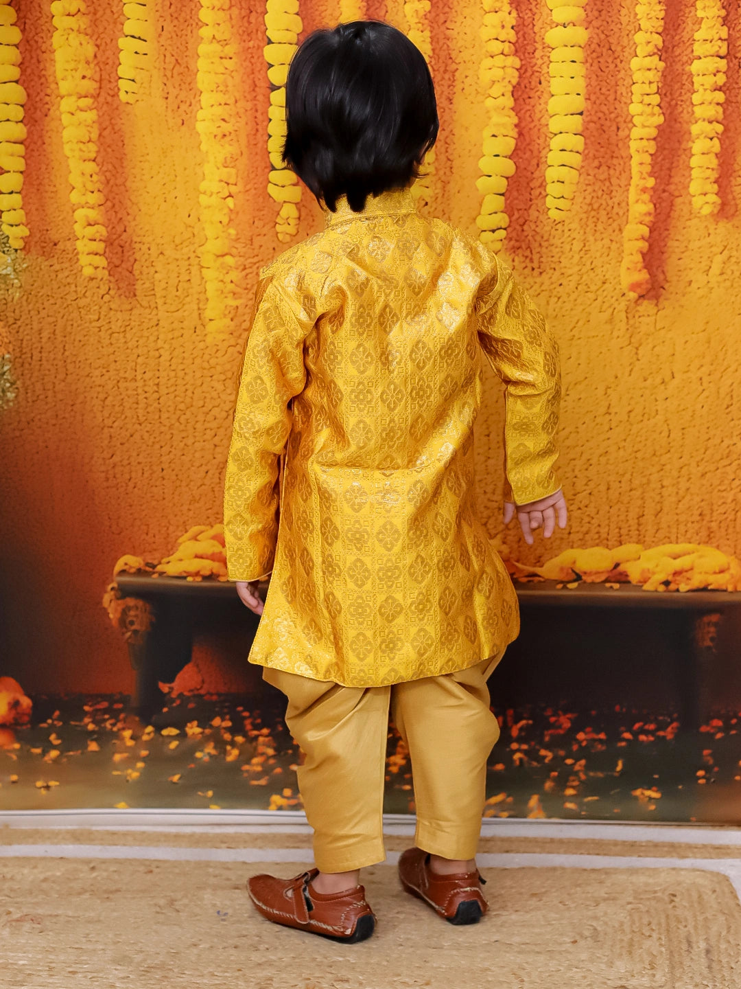 BownBee Jacquard Full Sleeve Sherwani with Salwar for Boys