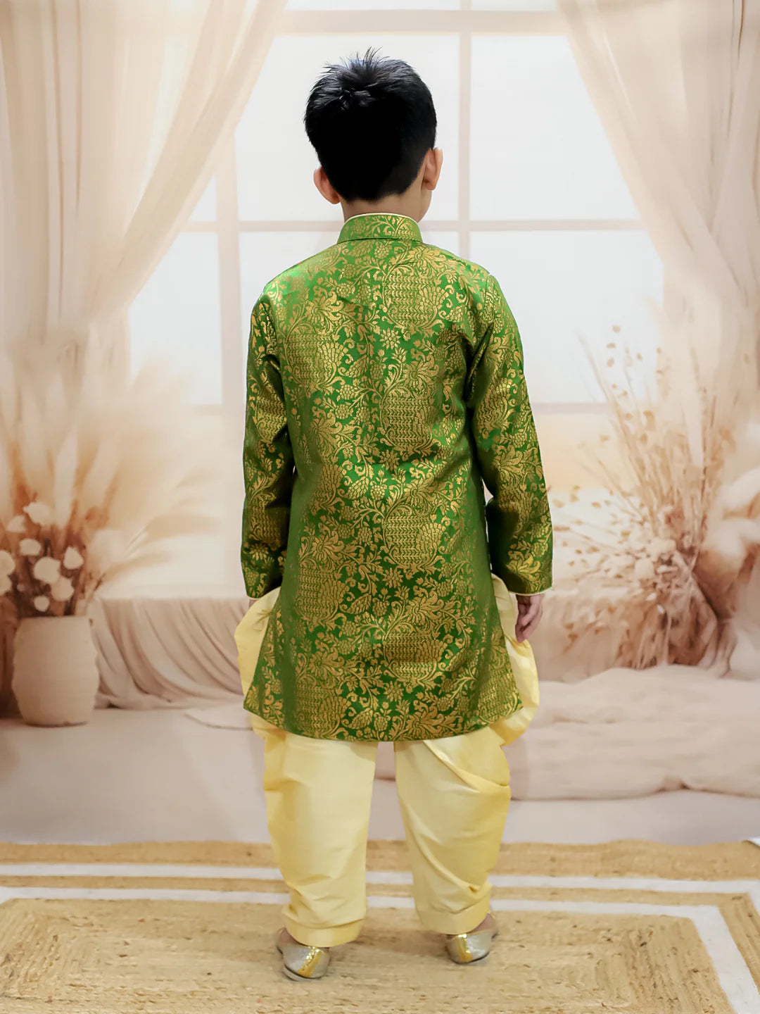 BownBee Jacquard Full Sleeve Sherwani with Salwar for Boys