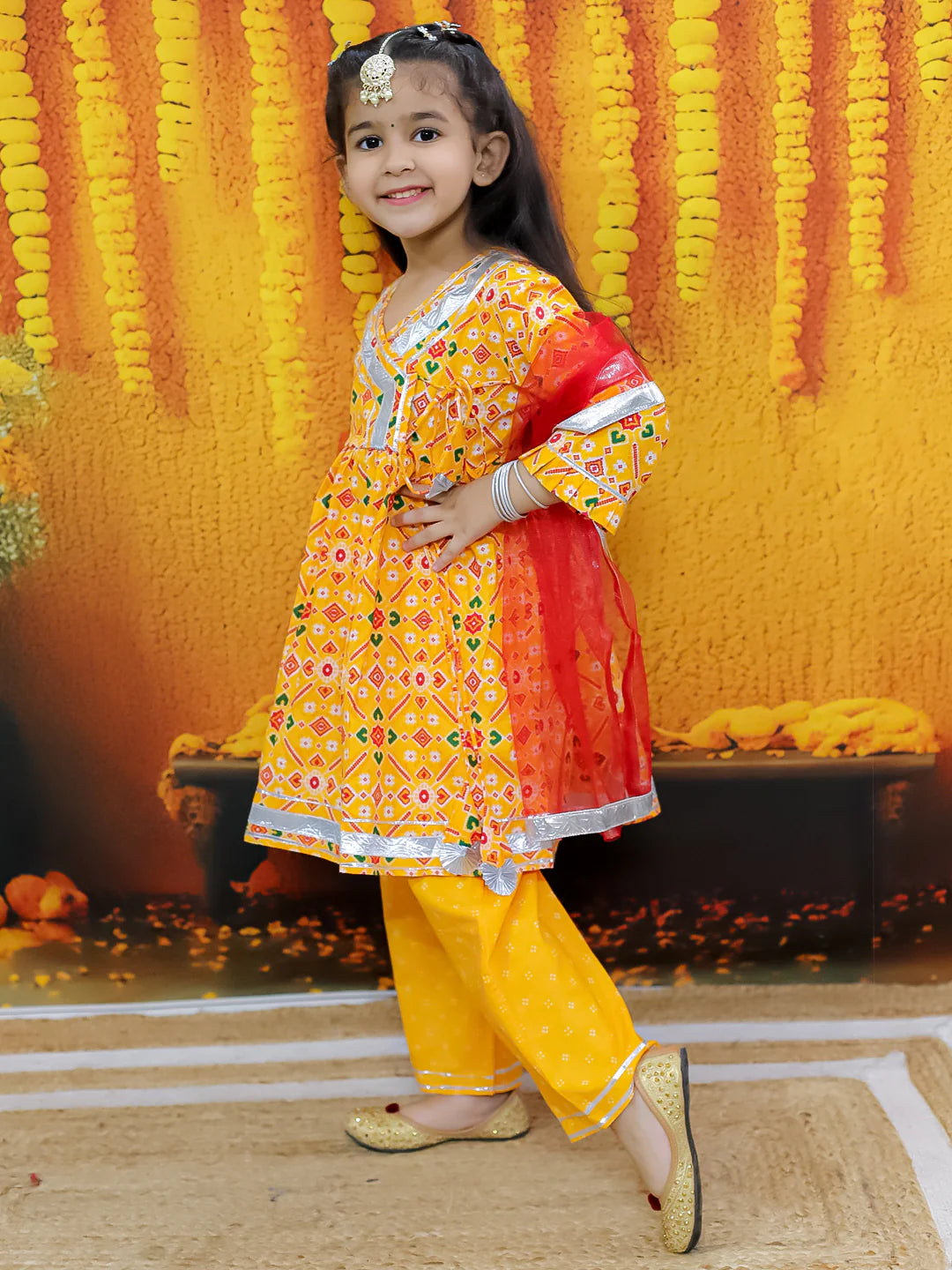 BownBee Sibling Set Pure Cotton Jacket Kurta Pajama with Angrakha Kurti Pant Dupatta Set