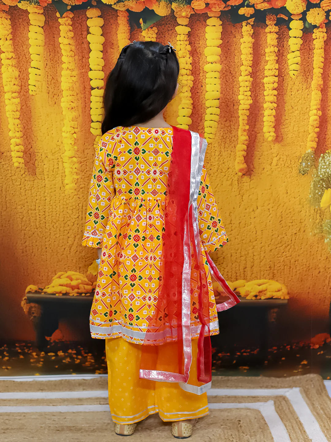 BownBee Sibling Set Pure Cotton Jacket Kurta Pajama with Angrakha Kurti Pant Dupatta Set