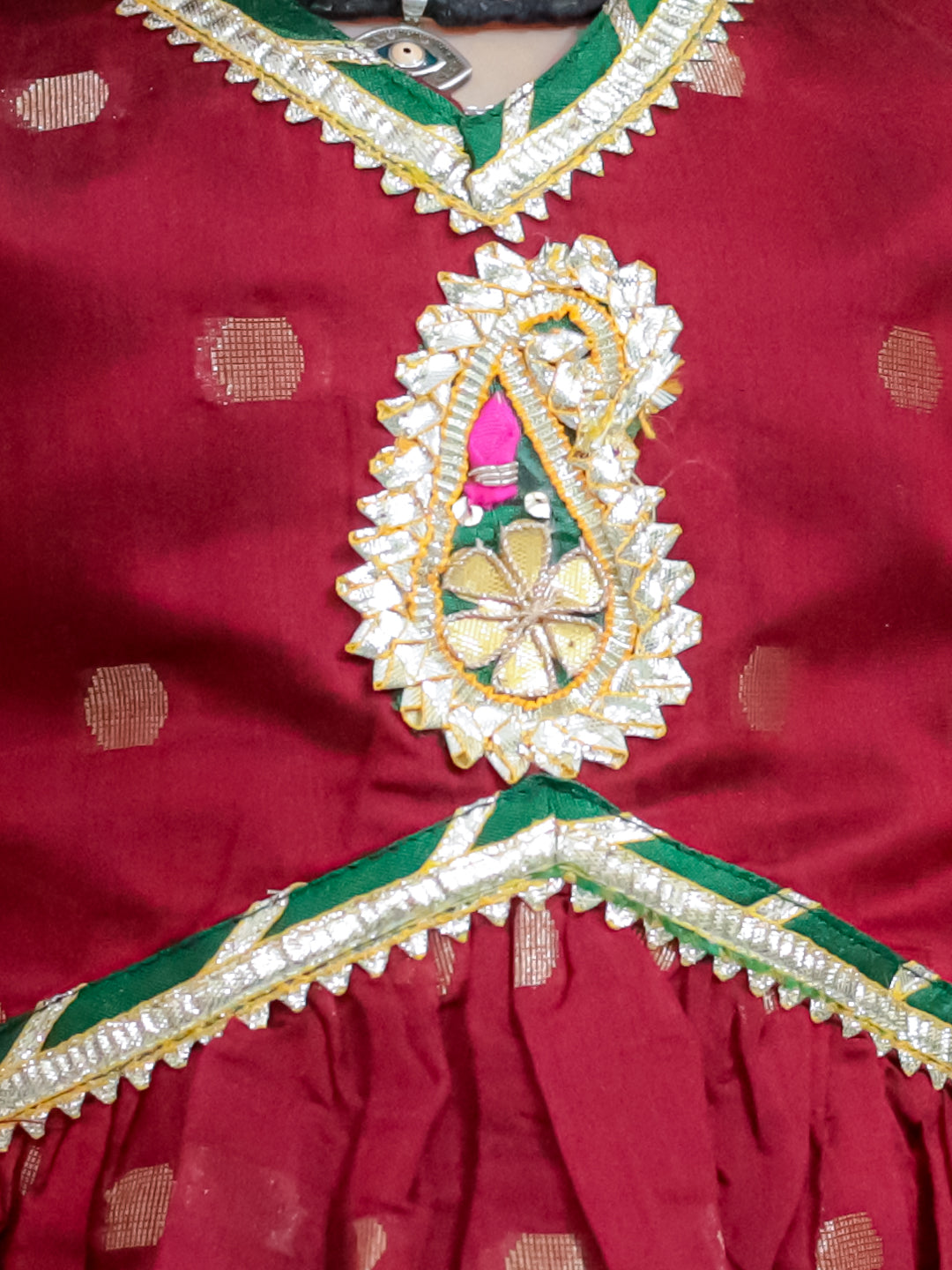 BownBee Alia Cut Chanderi Boota Kurta with Pant and Dupatta for Girls- Maroon