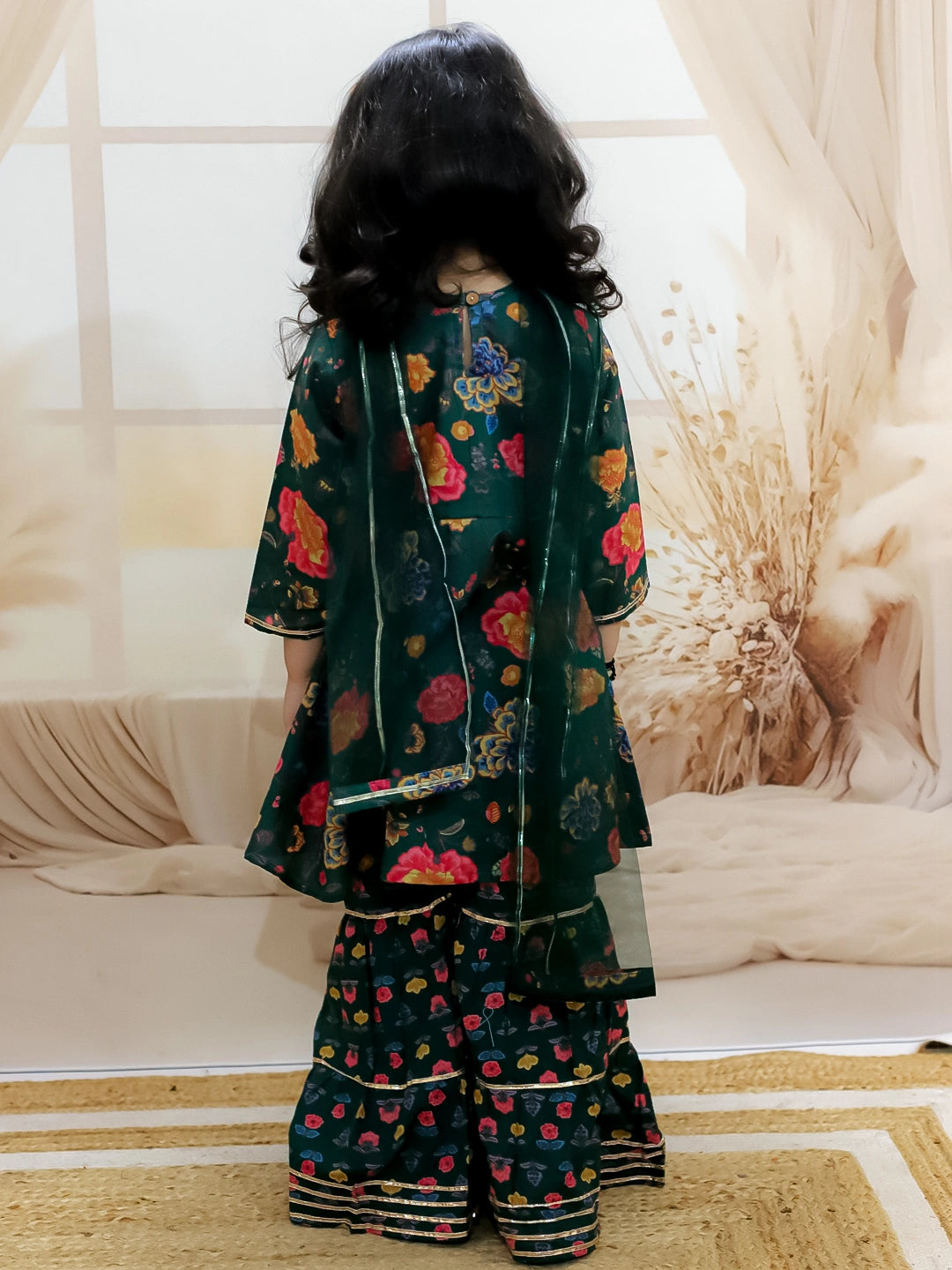 BownBee Pure Cotton Kurta with Sharara and Dupatta for Girls