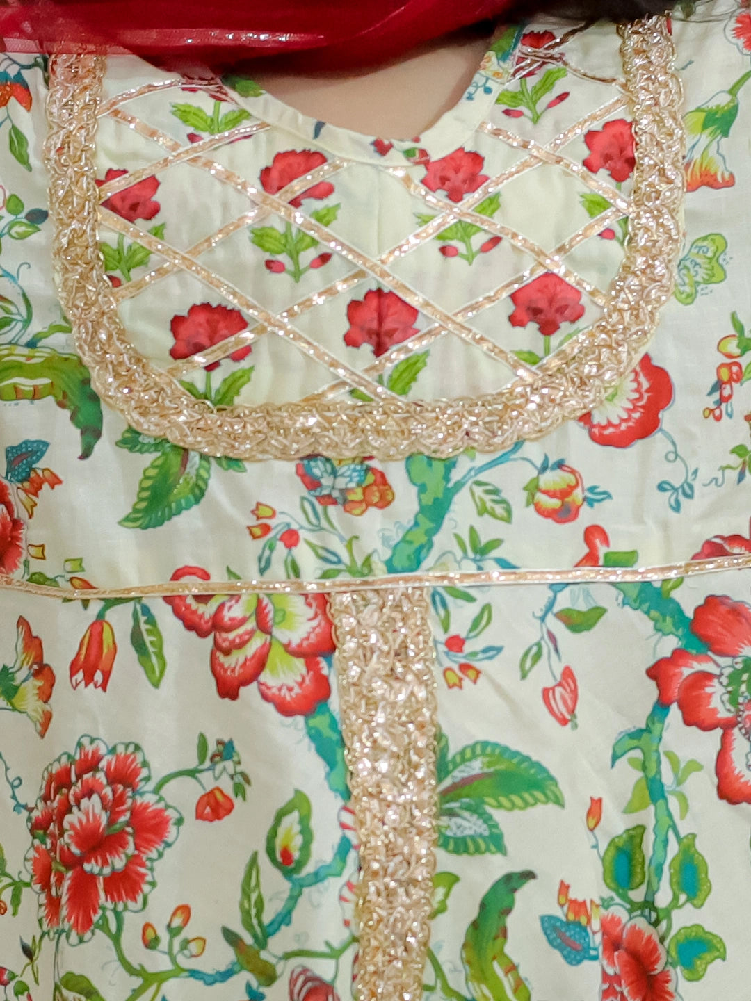 BownBee Pure Cotton Kurta with Sharara and Dupatta for Girls