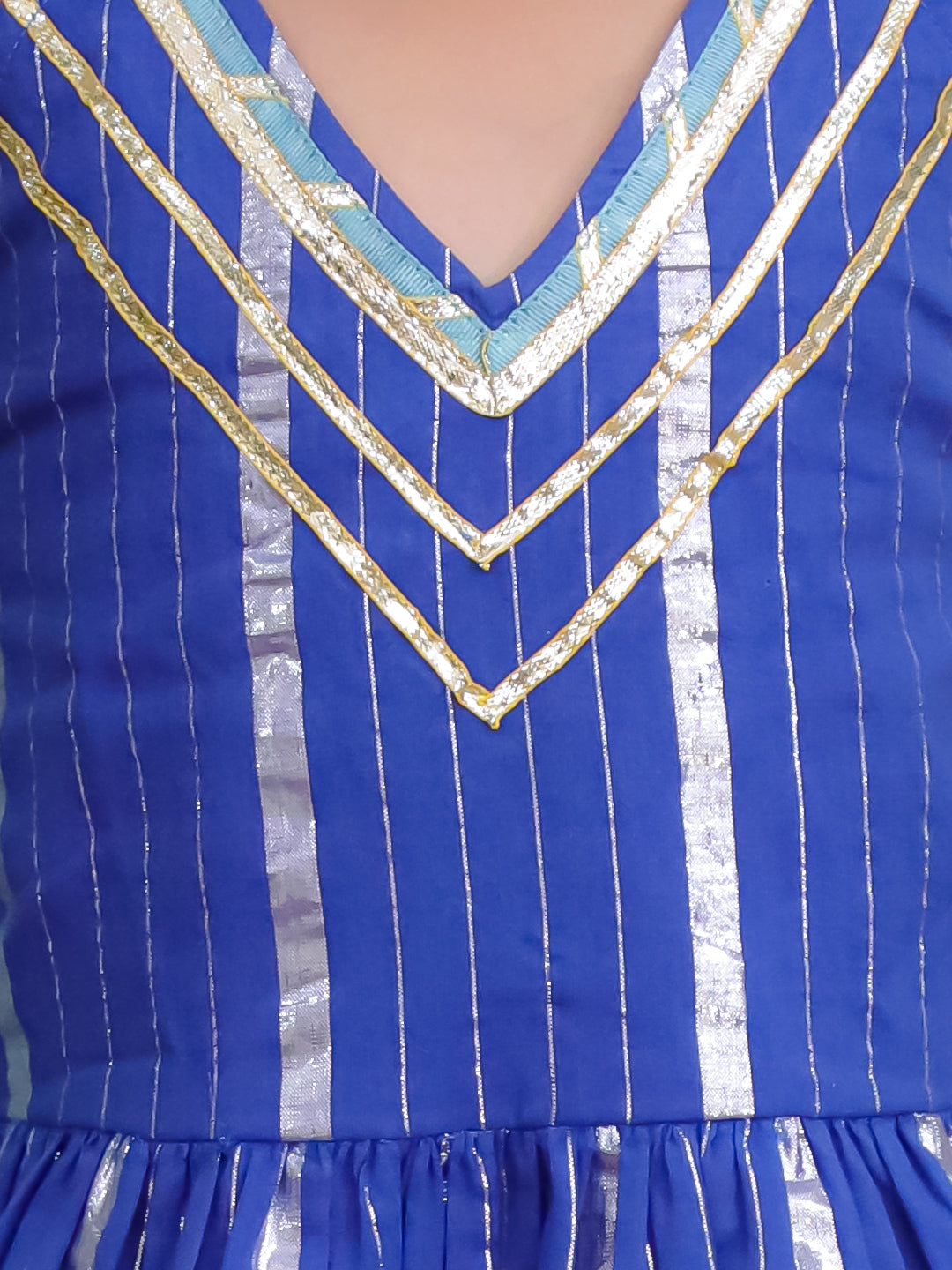BownBee Pure Cotton Lurex Suit & Dhoti Kurta Sibling Set | Rakhi & Festive Outfit for Brothers and Sisters – Blue
