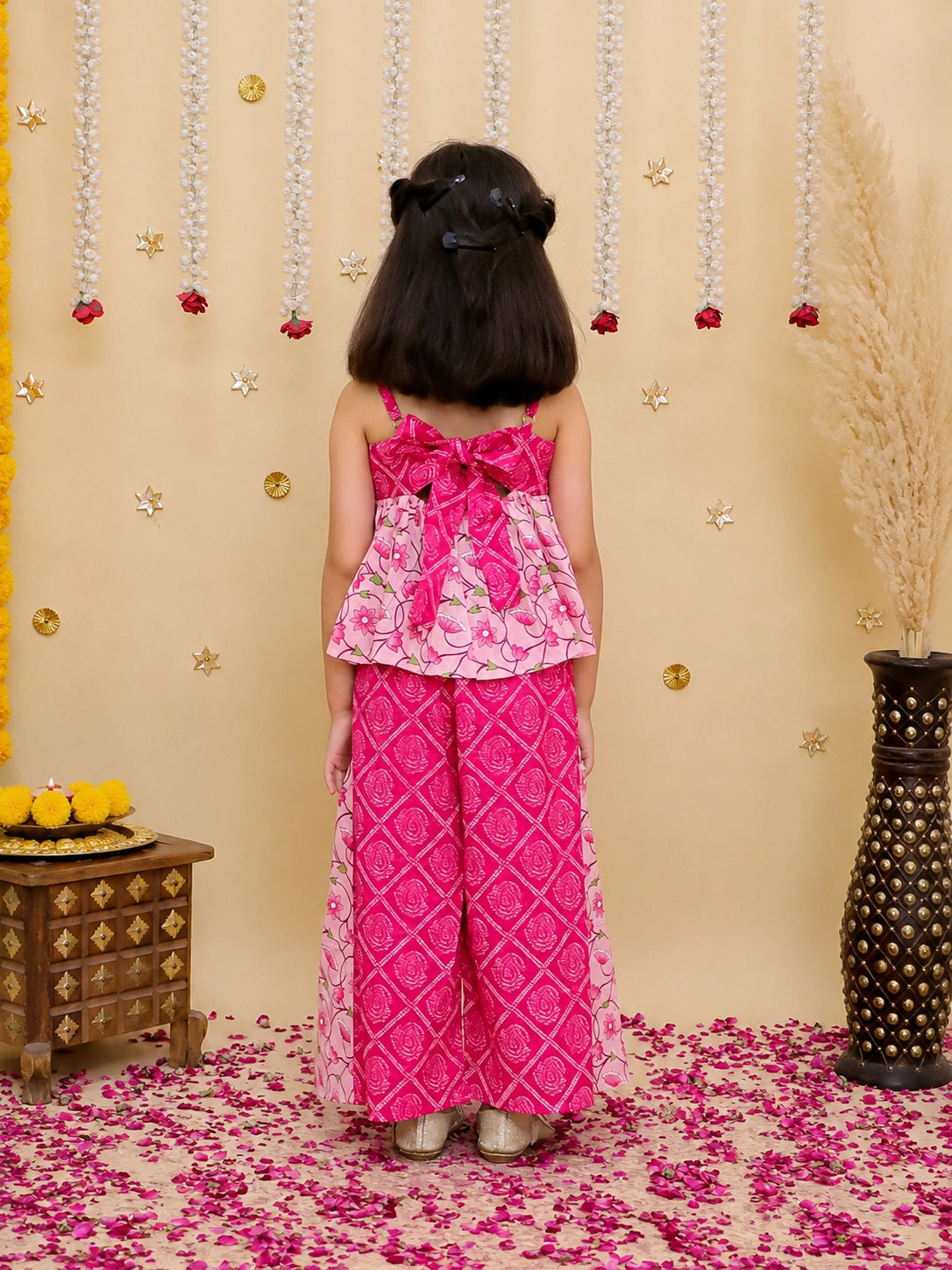 BownBee Pure Cotton Printed Top With Flared Pants For Girls