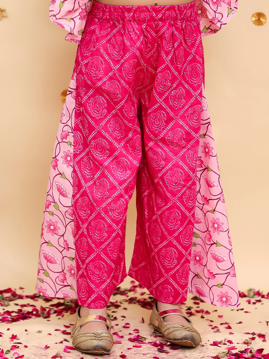 BownBee Pure Cotton Printed Top With Flared Pants For Girls