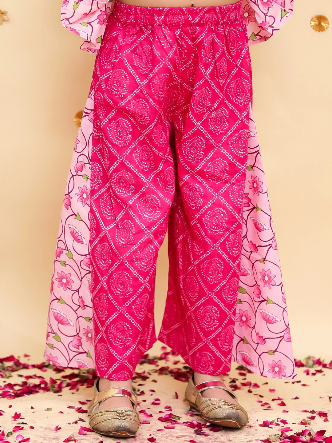 BownBee Pure Cotton Printed Top With Flared Pants For Girls