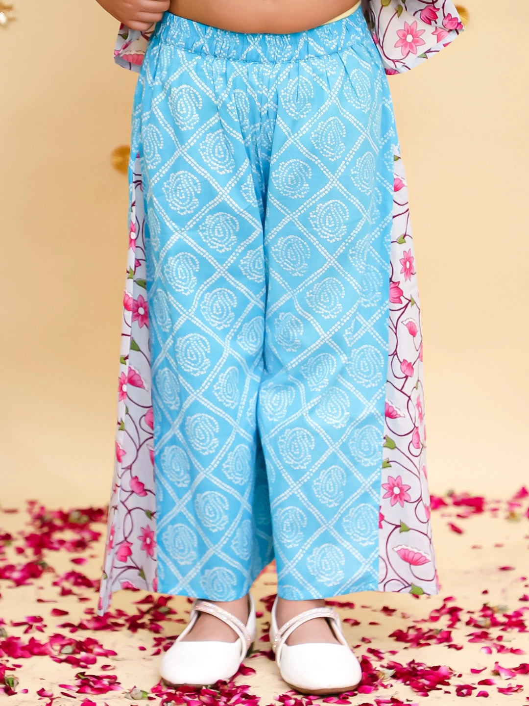 BownBee Pure Cotton Printed Top With Flared Pants For Girls