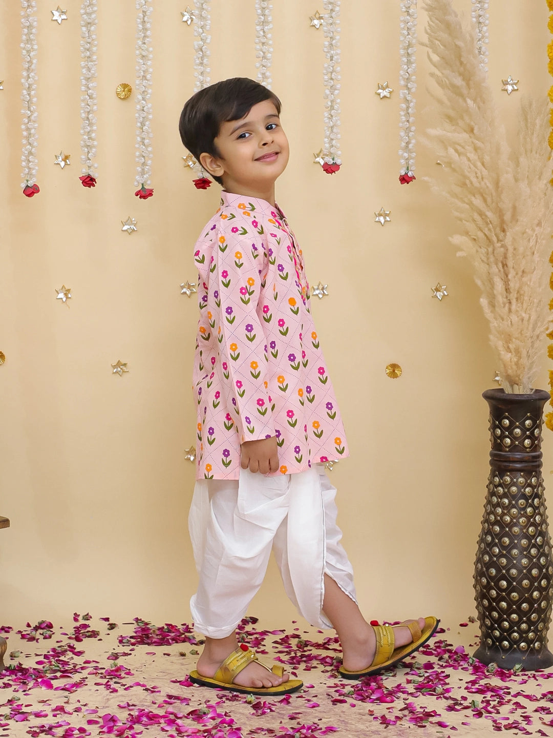 BownBee Pure Cotton Dhoti Kurta & Bow-Tie Collar Set Combo