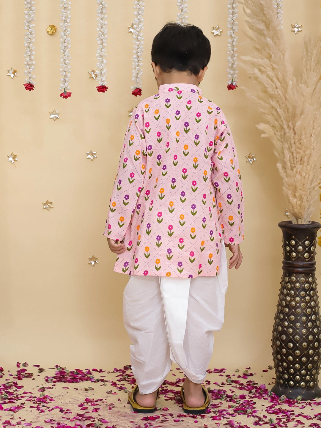 BownBee Pure Cotton Dhoti Kurta & Lehenga Choli Sibling Set