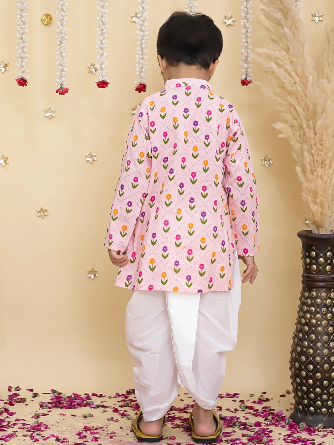 BownBee Fullsleeves Printed Kurta Dhoti Set For Boys
