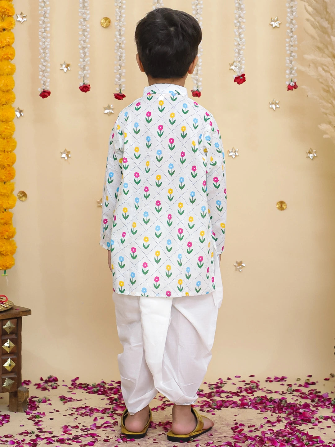 BownBee Pure Cotton Dhoti Kurta & Lehenga Choli Sibling Set