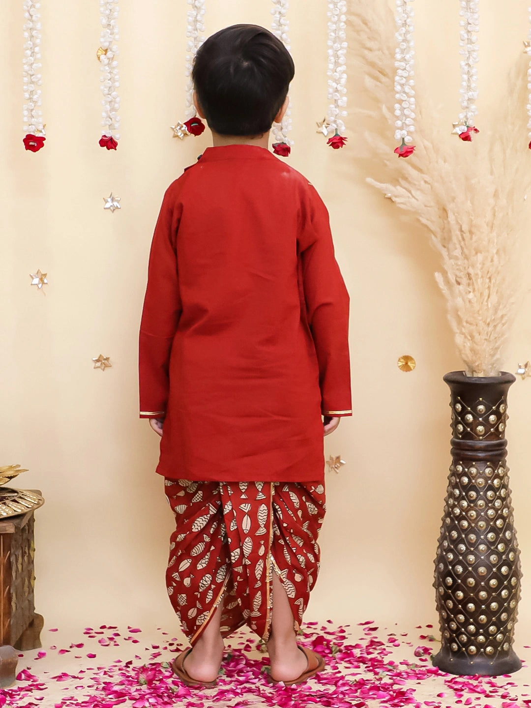 BownBee Fullsleeves Printed Dhoti kurta Set For Boys