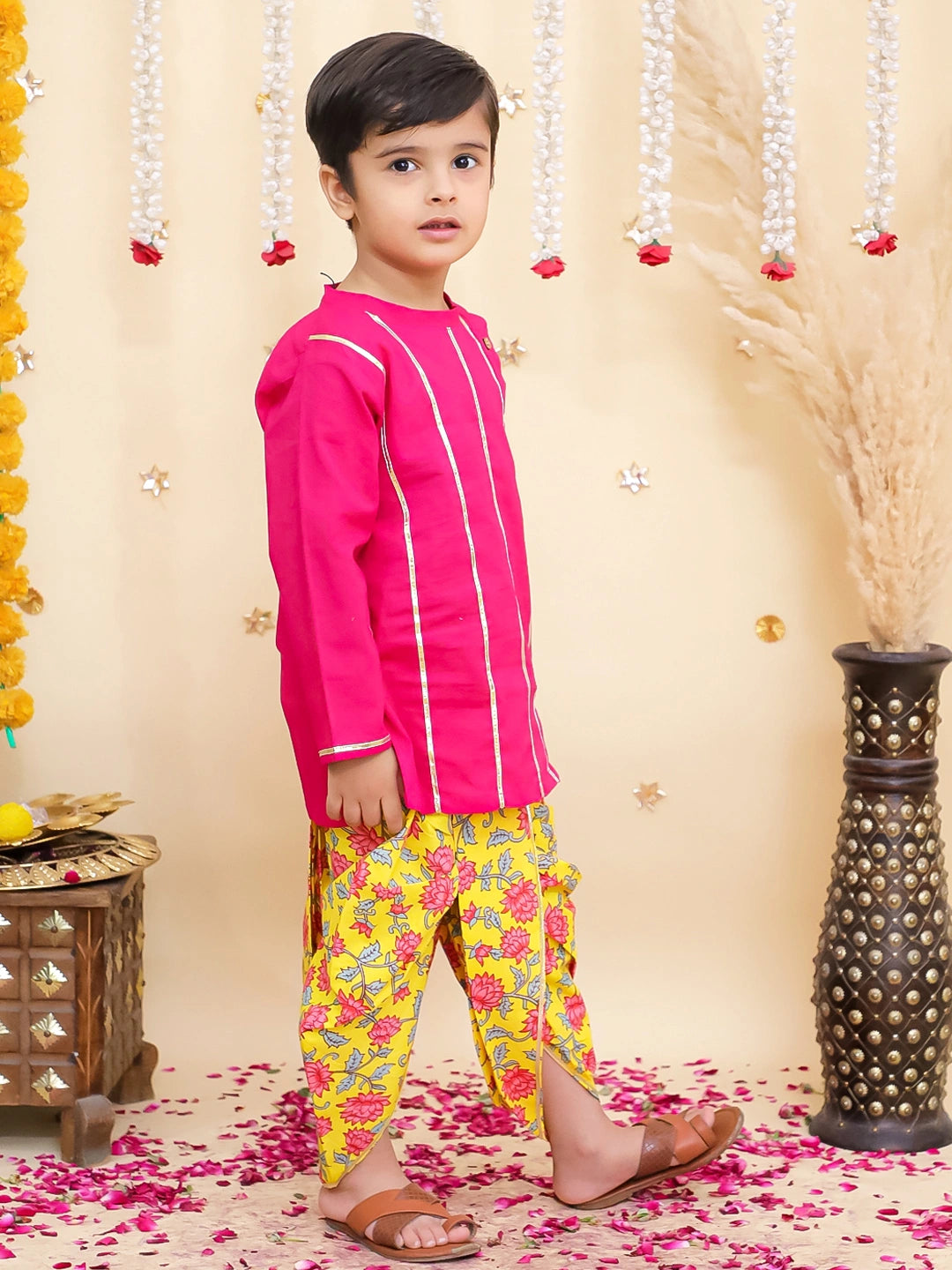 BownBee Fullsleeves Printed Dhoti kurta Set For Boys