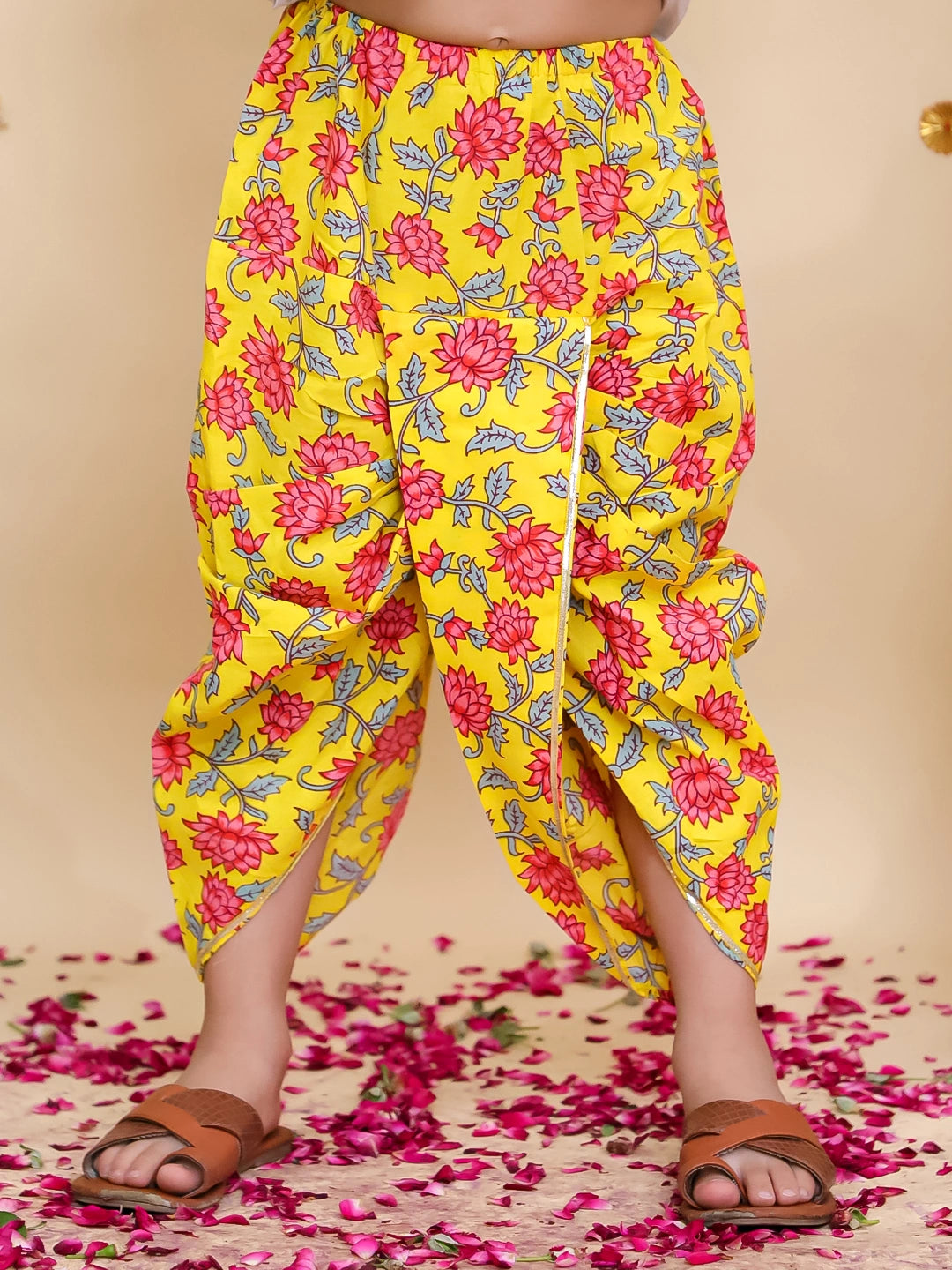 BownBee Pure Cotton Dhoti Kurta & Lehenga Choli Sibling Set