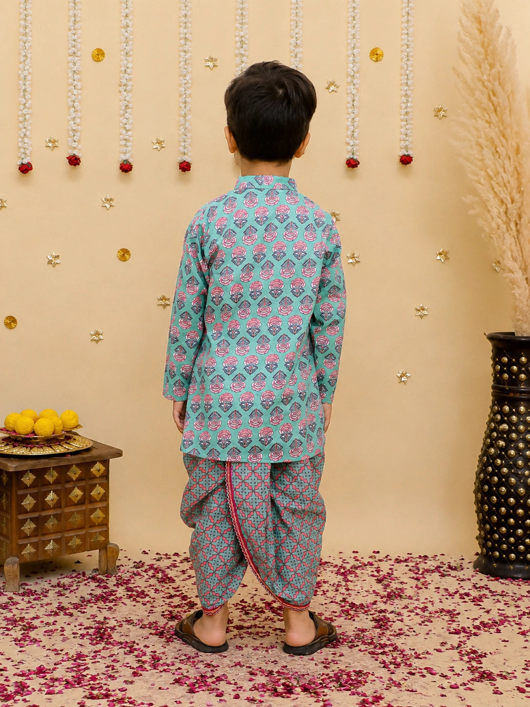 BownBee Pure Cotton Dhoti Kurta & Halter Kurti With Harem Sibling Set