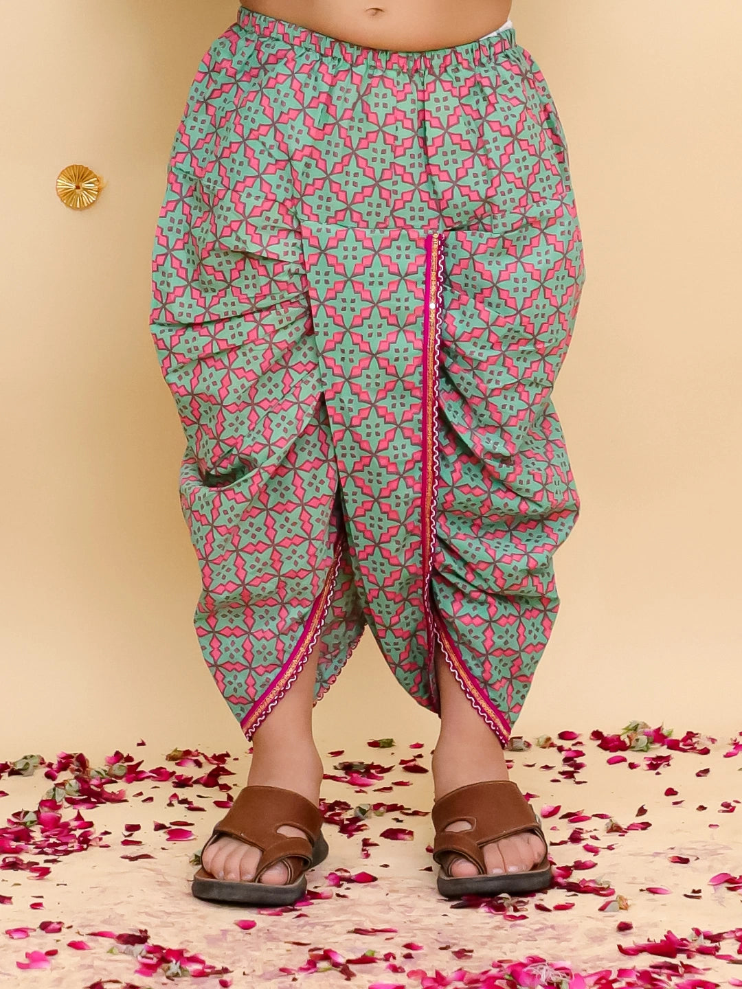 BownBee Pure Cotton Dhoti Kurta & Halter Kurti With Harem Sibling Set