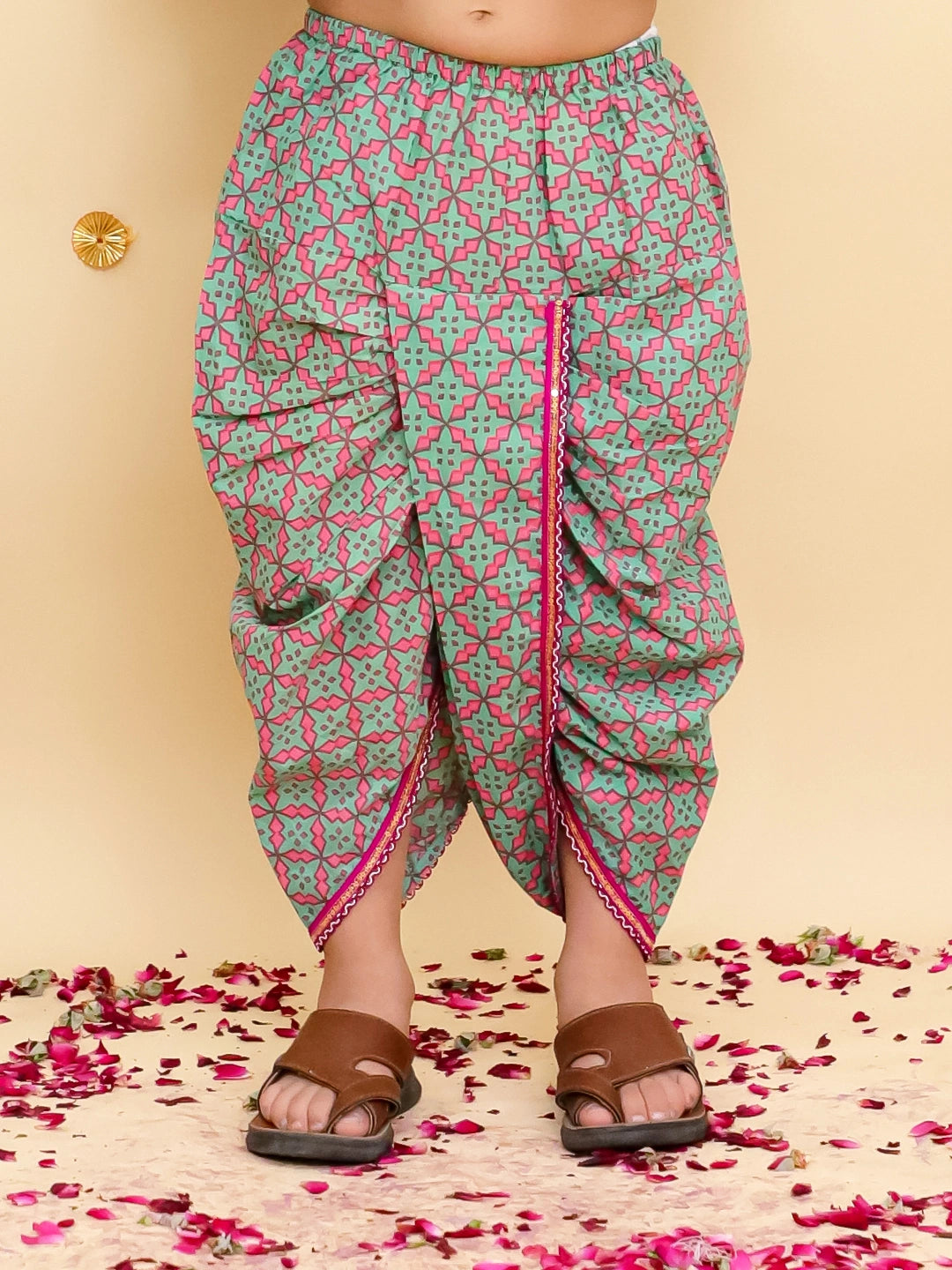 BownBee Fullsleeves Printed Kurta Dhoti Set For Boys