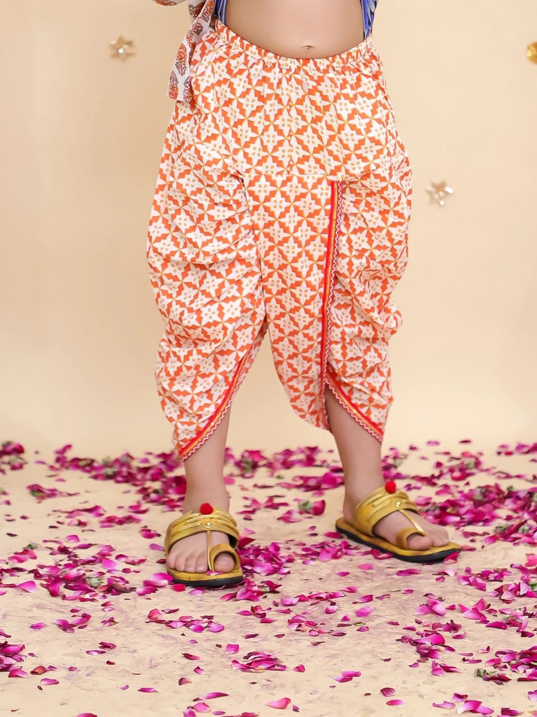 BownBee Pure Cotton Dhoti Kurta & Halter Kurti With Harem Sibling Set