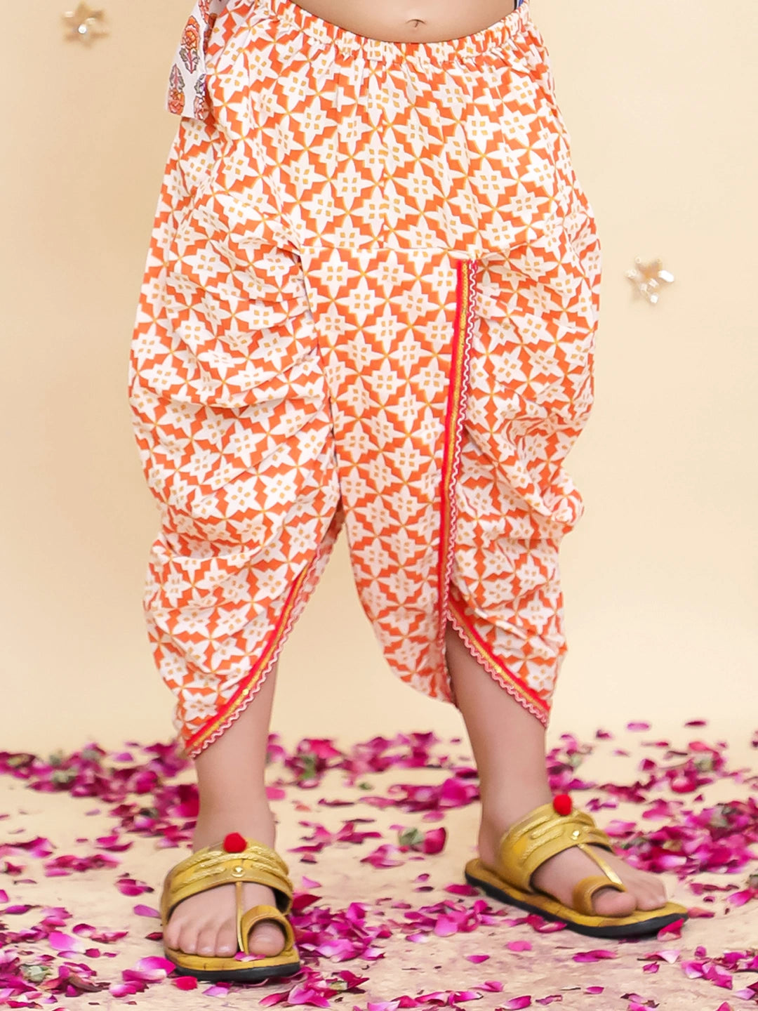 BownBee Fullsleeves Printed Kurta Dhoti Set For Boys