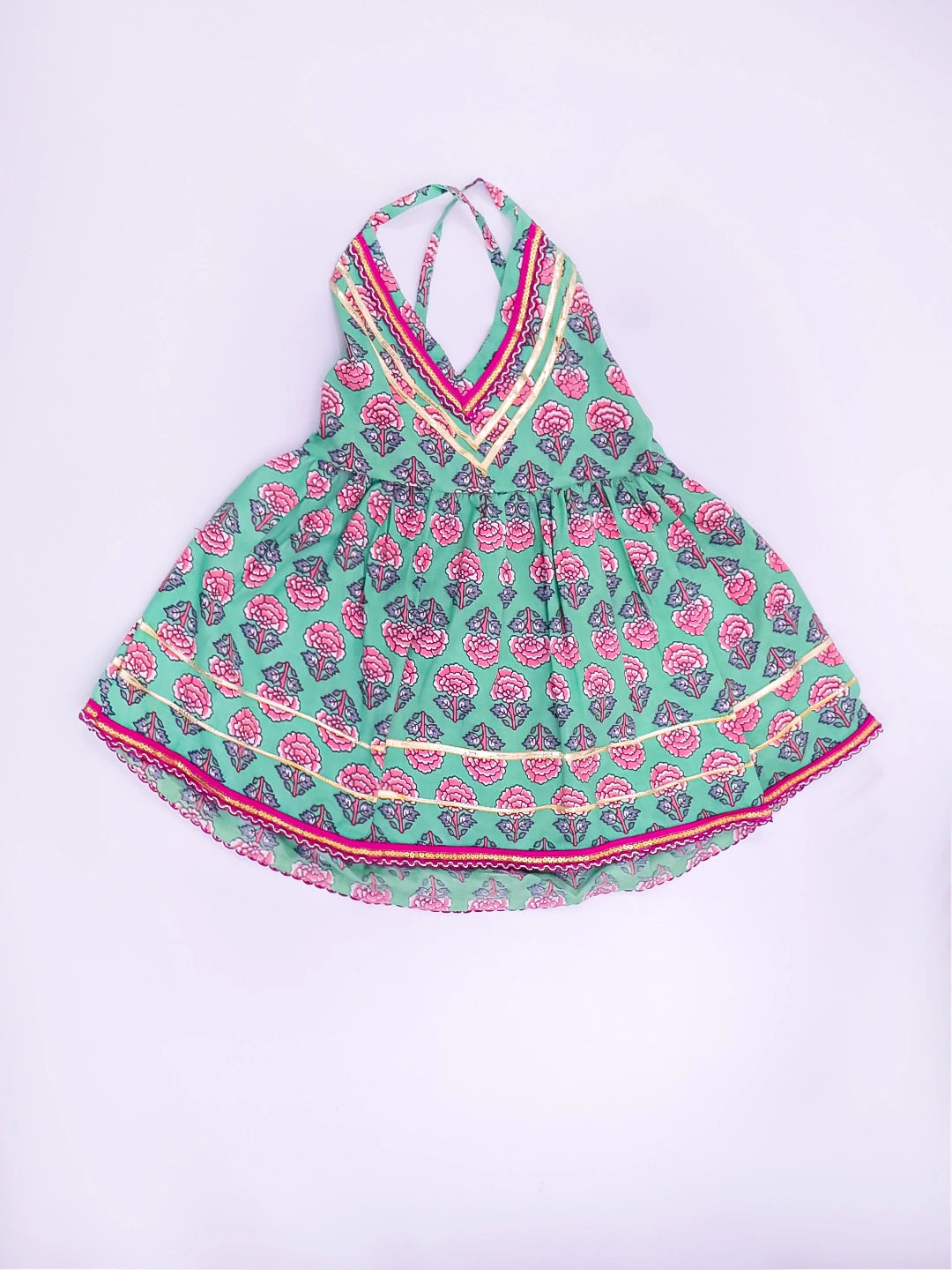 BownBee Pure Cotton Printed Halter kurti With Harem Set For Infant Girls