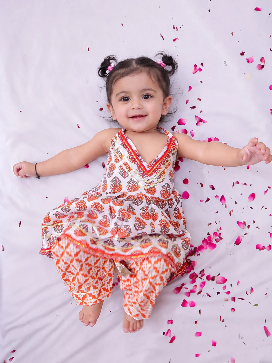 BownBee Pure Cotton Printed Halter kurti With Harem Set For Infant Girls