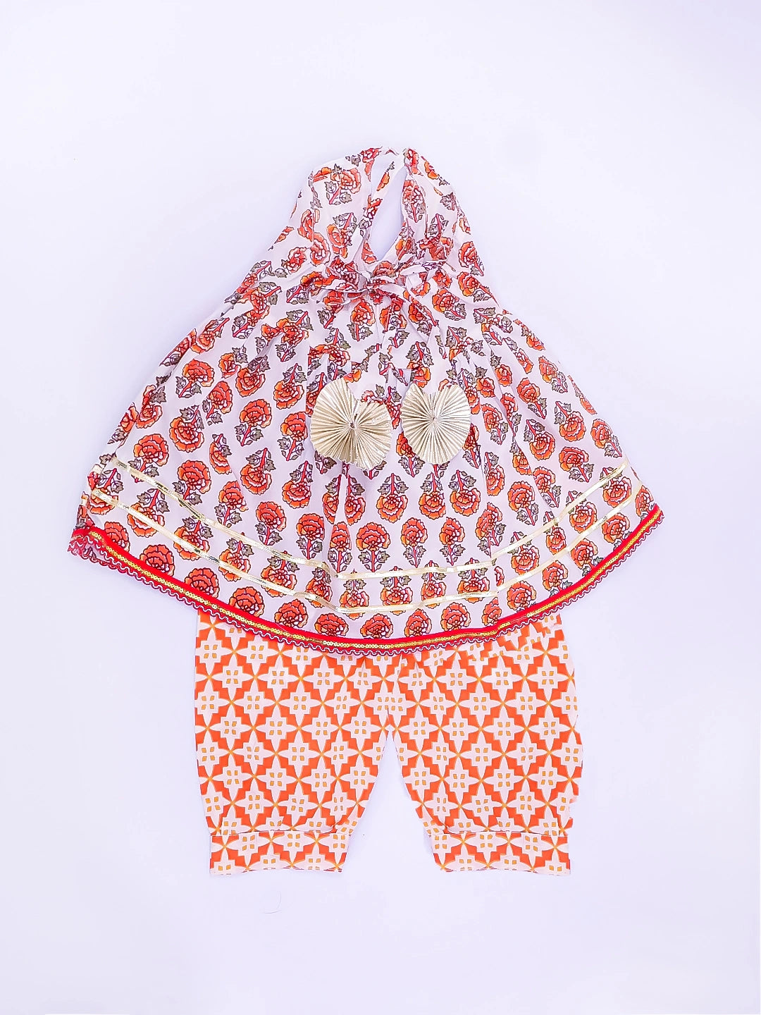 BownBee Pure Cotton Printed Halter kurti With Harem Set For Infant Girls