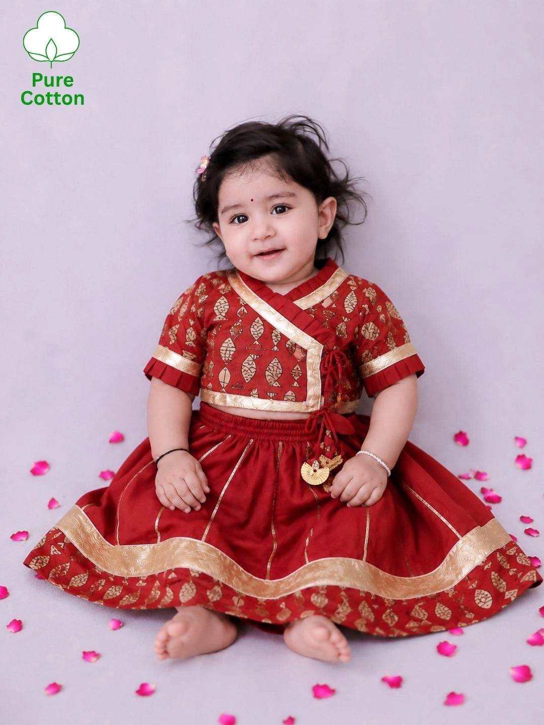 BownBee Floral Printed Lehenga Choli Set For Infant Girls