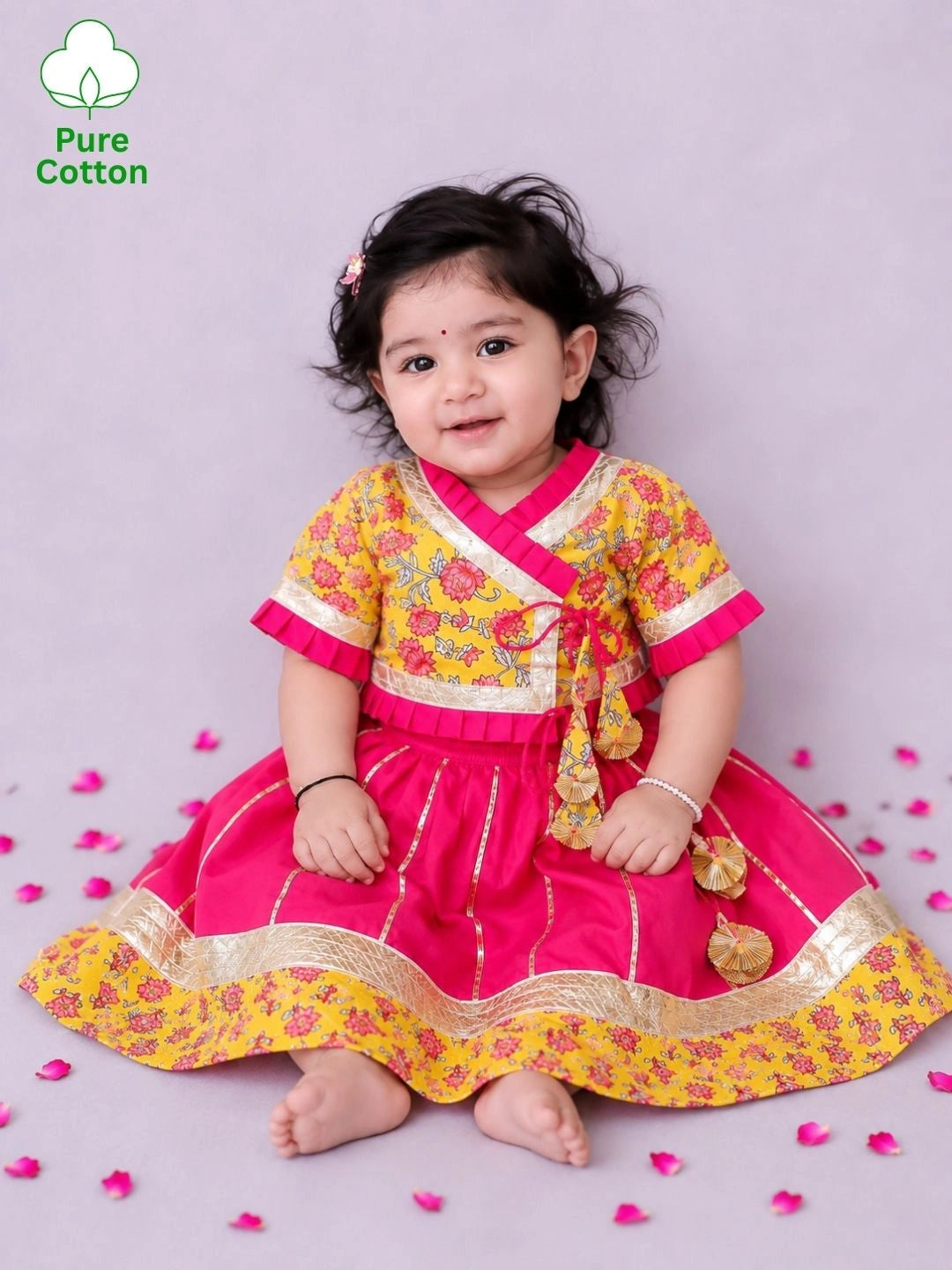BownBee Floral Printed Lehenga Choli Set For Infant Girls