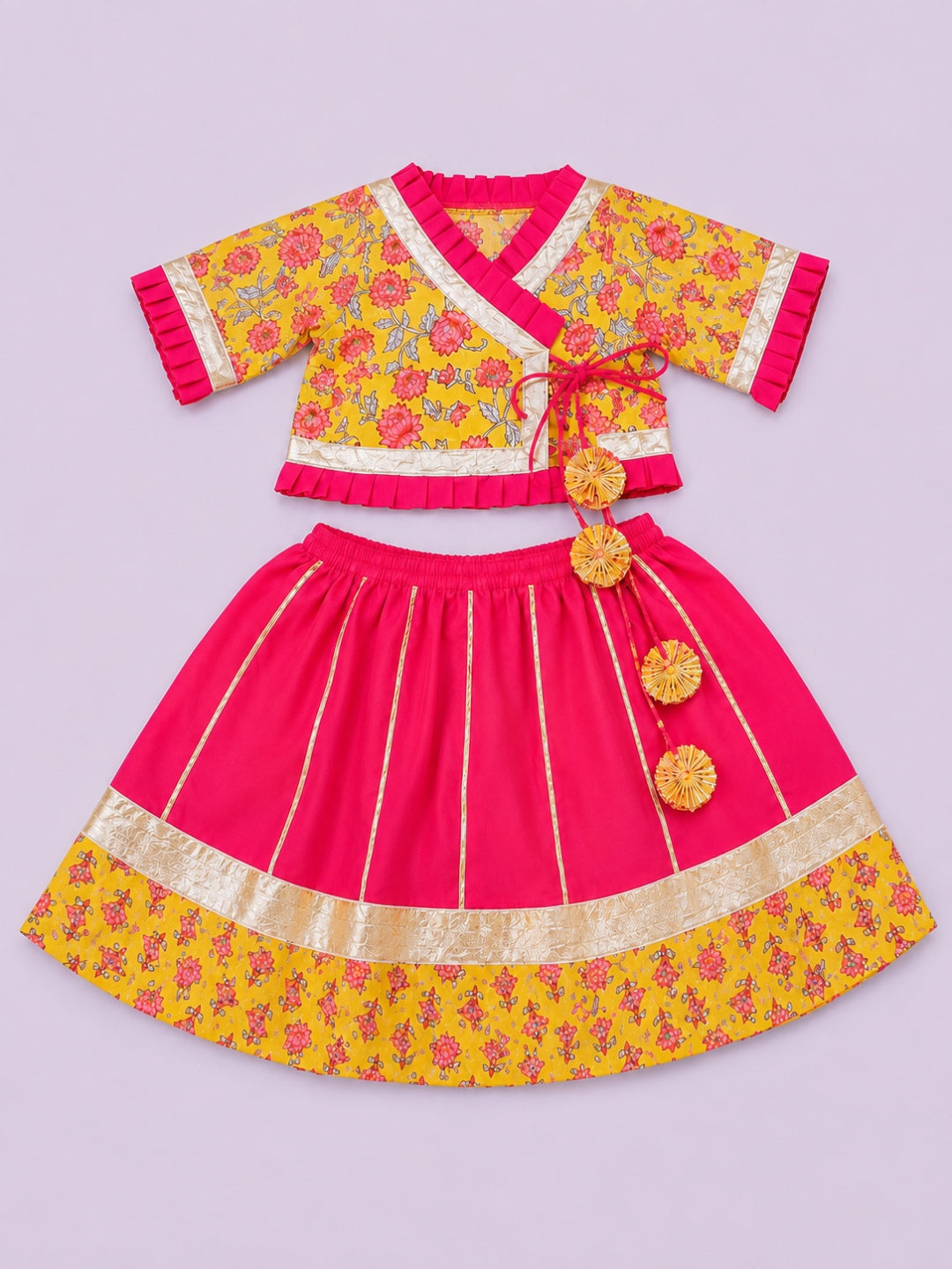 BownBee Floral Printed Lehenga Choli Set For Infant Girls