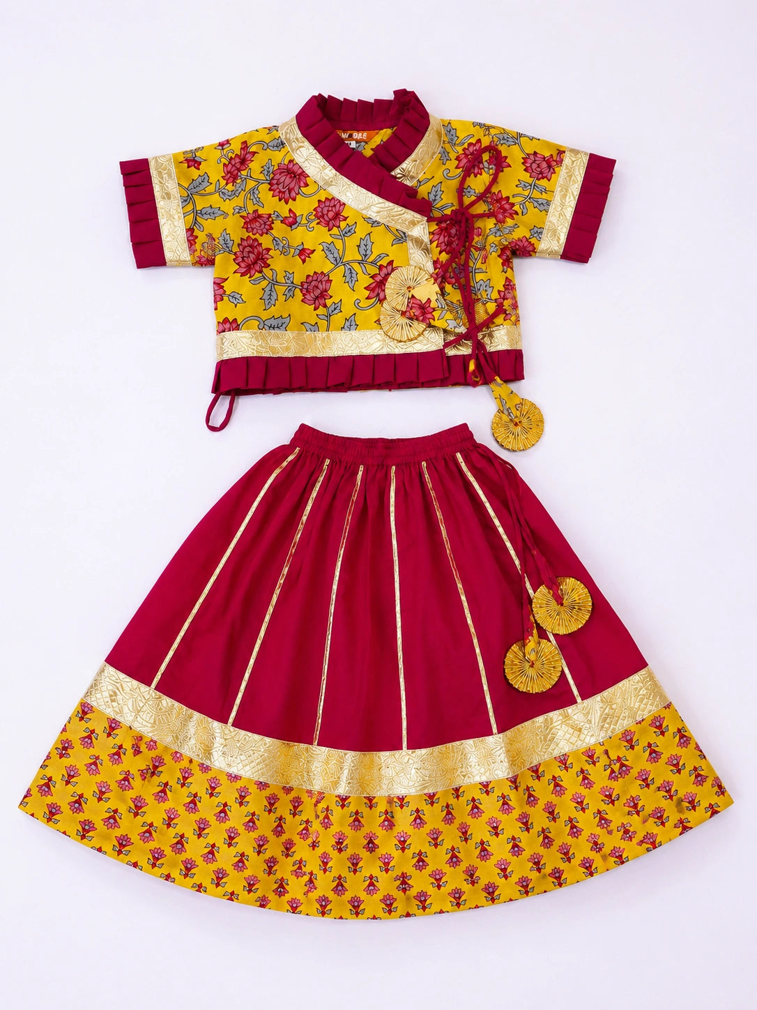 BownBee Pure Cotton Dhoti Kurta & Lehenga Choli Infant Sibling Set