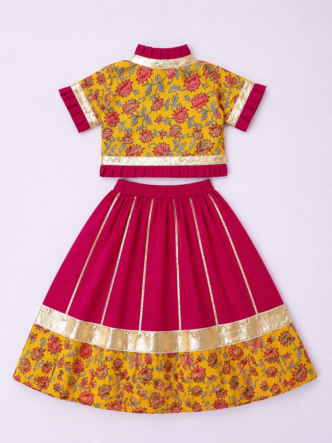 BownBee Pure Cotton Dhoti Kurta & Lehenga Choli Infant Sibling Set