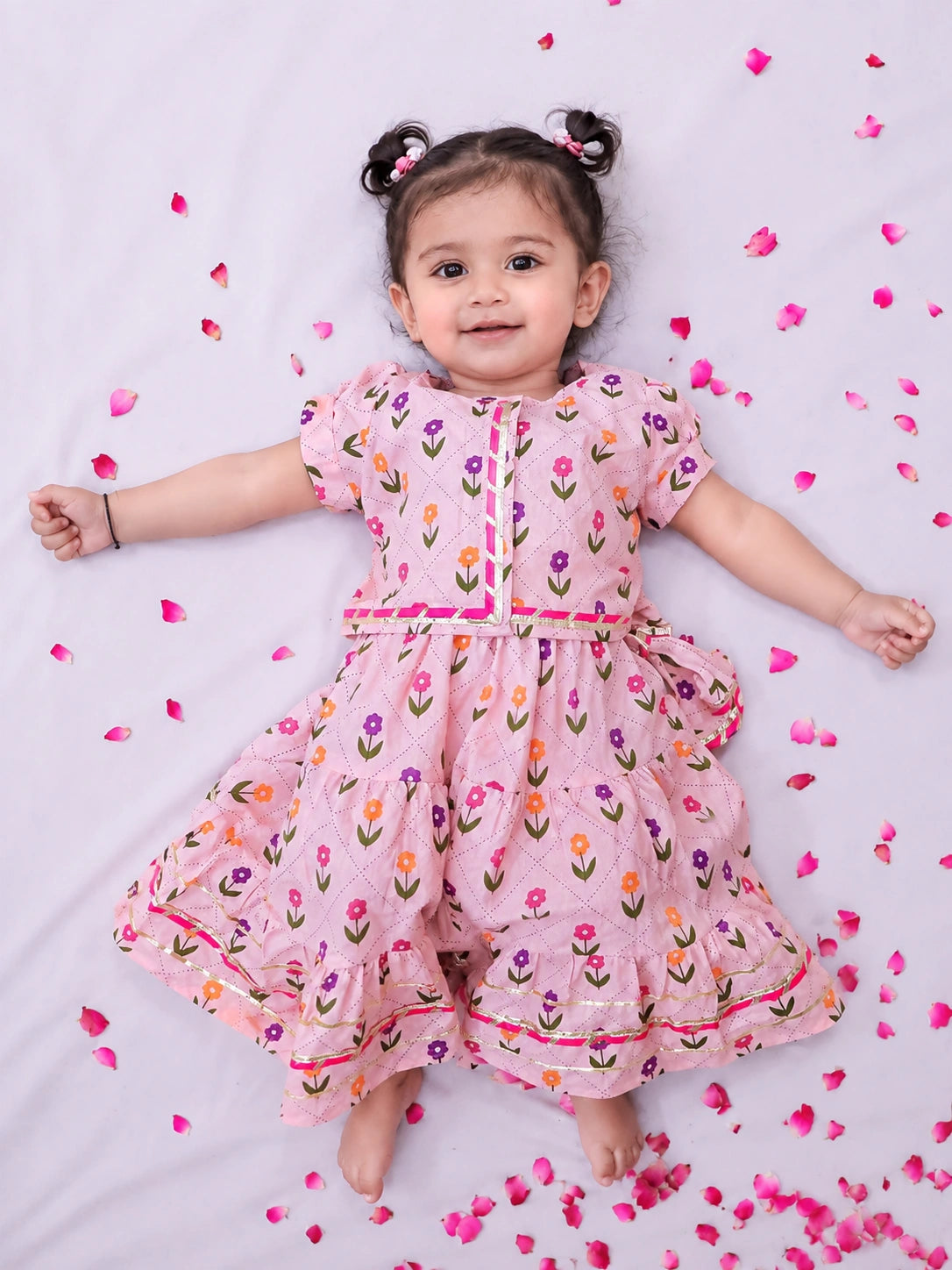 BownBee Pure Cotton Dhoti Kurta & Lehenga Choli Infant Sibling Set