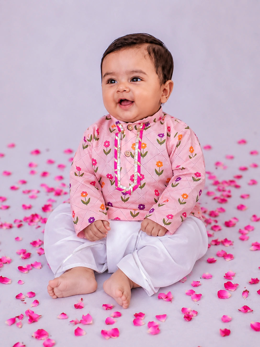 BownBee Fullsleeves Printed Kurta Dhoti Set For Infant Boys