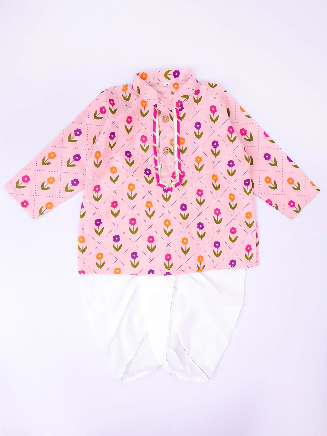 BownBee Pure Cotton Dhoti Kurta & Lehenga Choli Infant Sibling Set