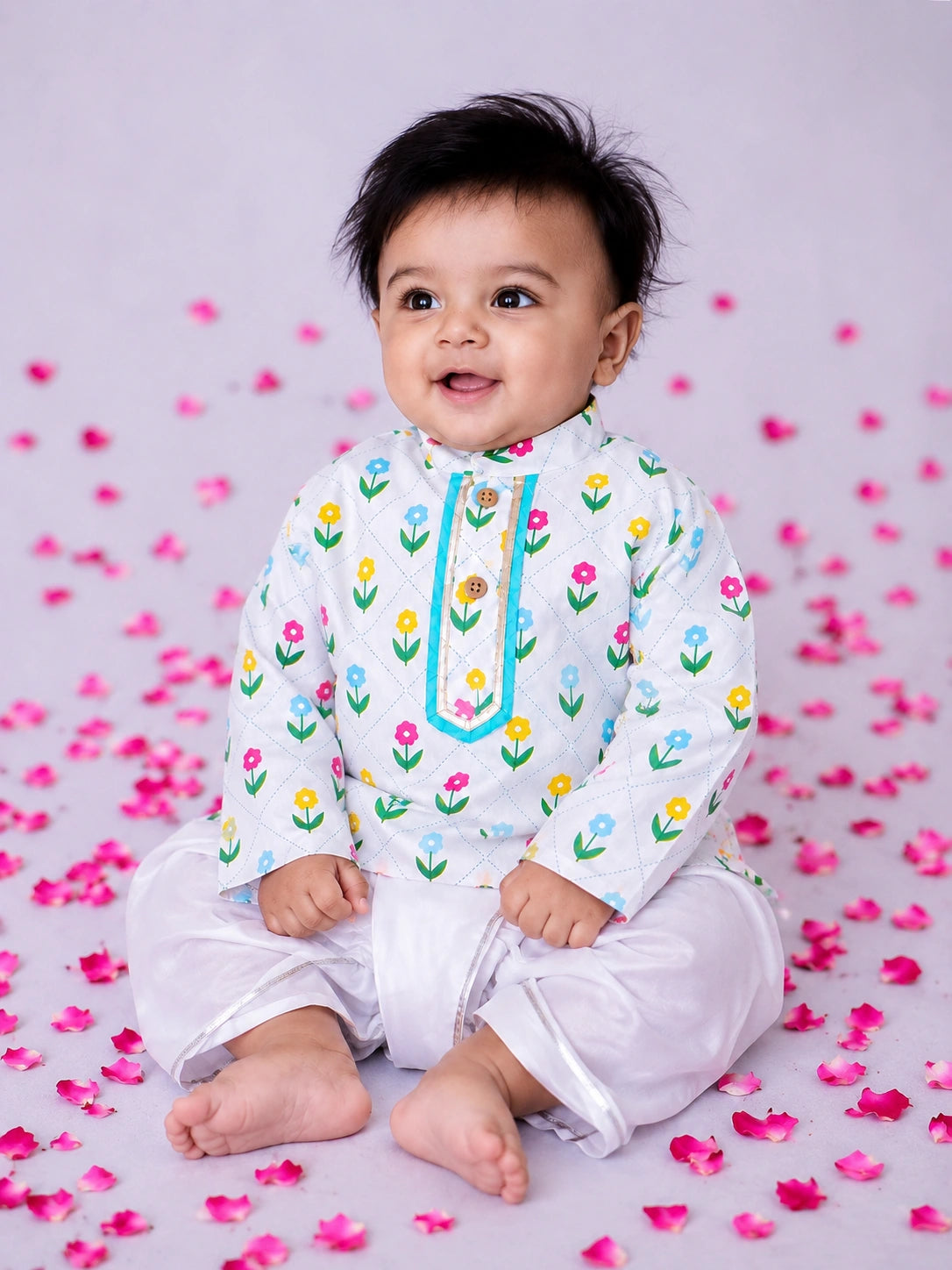 BownBee Fullsleeves Printed Kurta Dhoti Set For Infant Boys