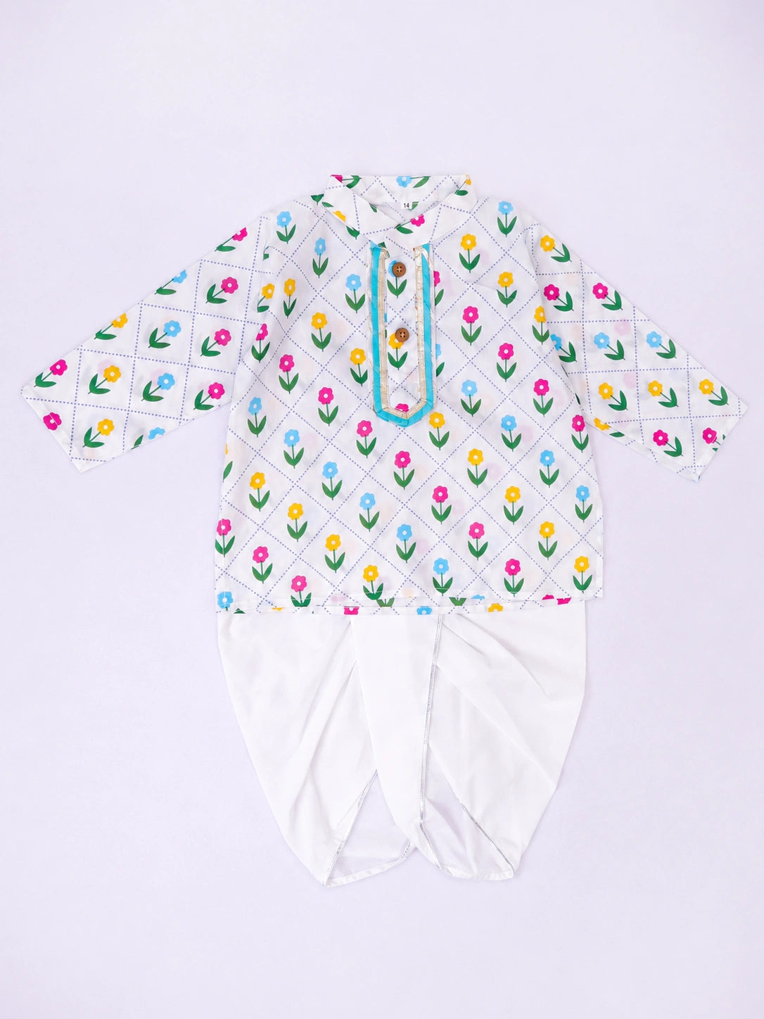BownBee Pure Cotton Dhoti Kurta & Lehenga Choli Infant Sibling Set