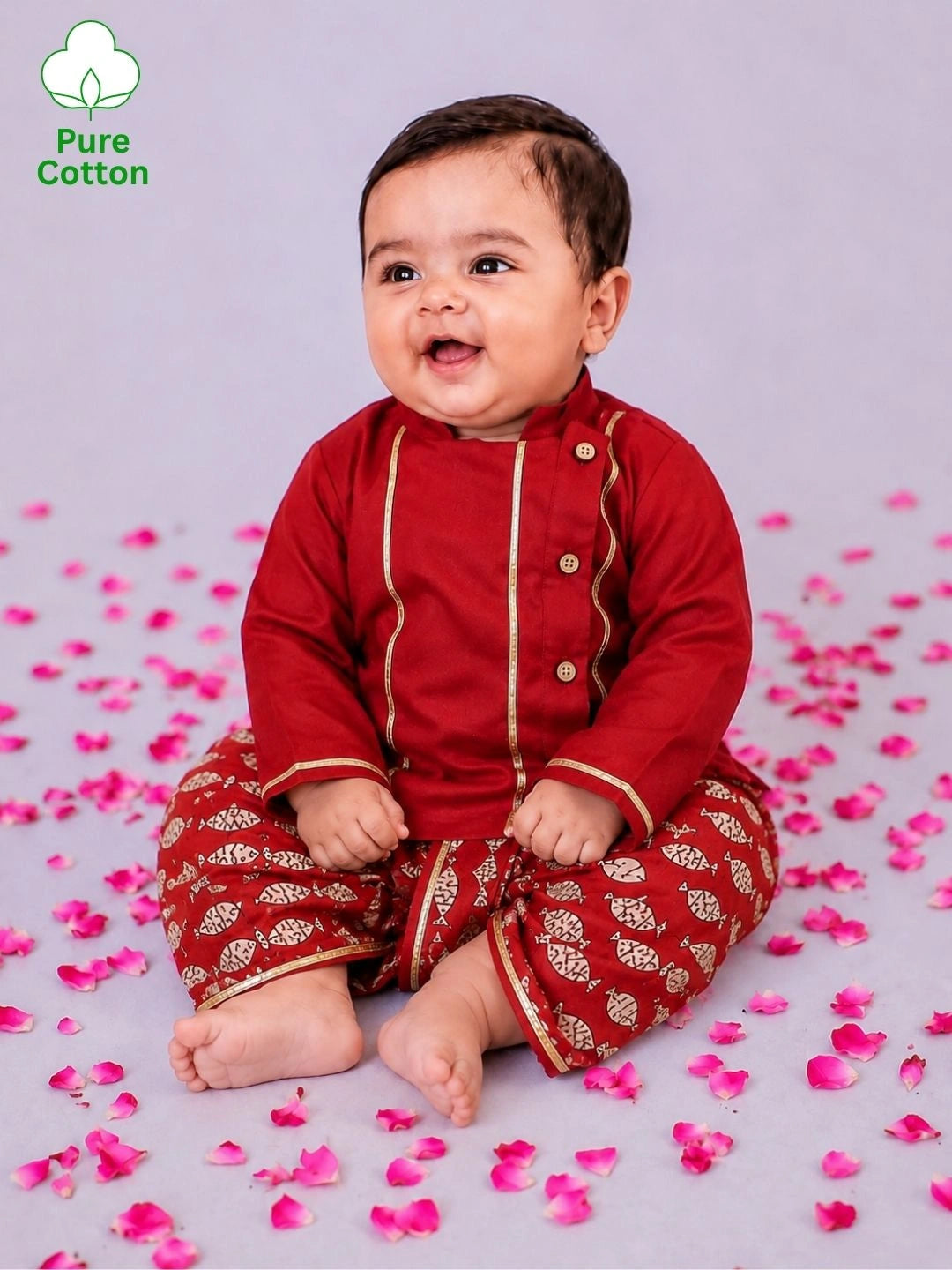 BownBee Fullsleeves Printed Dhoti kurta Set For Infant Boys