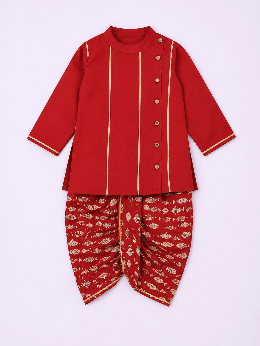 BownBee Fullsleeves Printed Dhoti kurta Set For Infant Boys