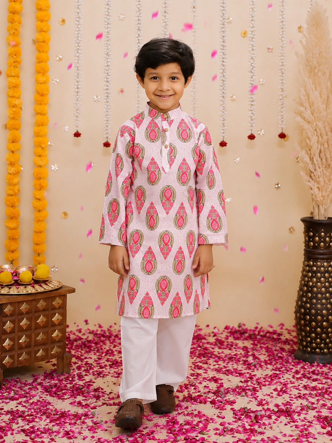 BownBee Pure Cotton Kurta Pajama & Ethnic Suit With Dupatta Sibling Set
