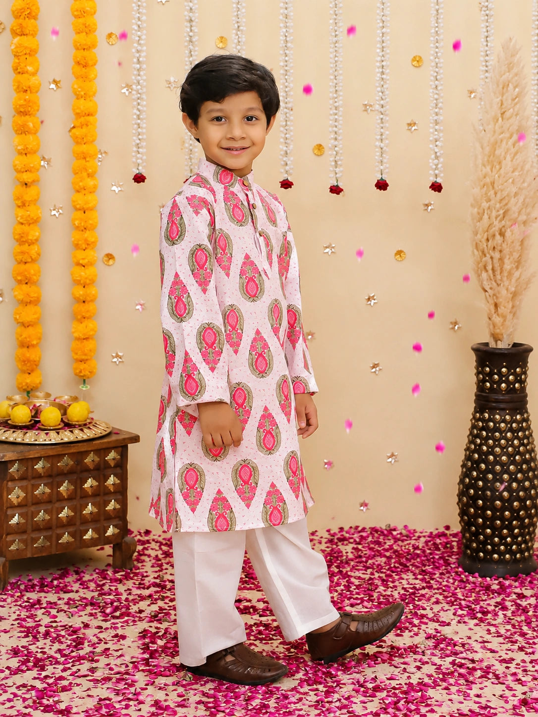 BownBee Pure Cotton Kurta Pajama & Ethnic Suit With Dupatta Sibling Set
