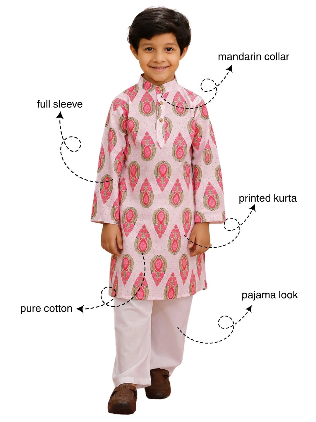 BownBee Pure Cotton Full Sleeve Kurta & Pajama Set For Boys